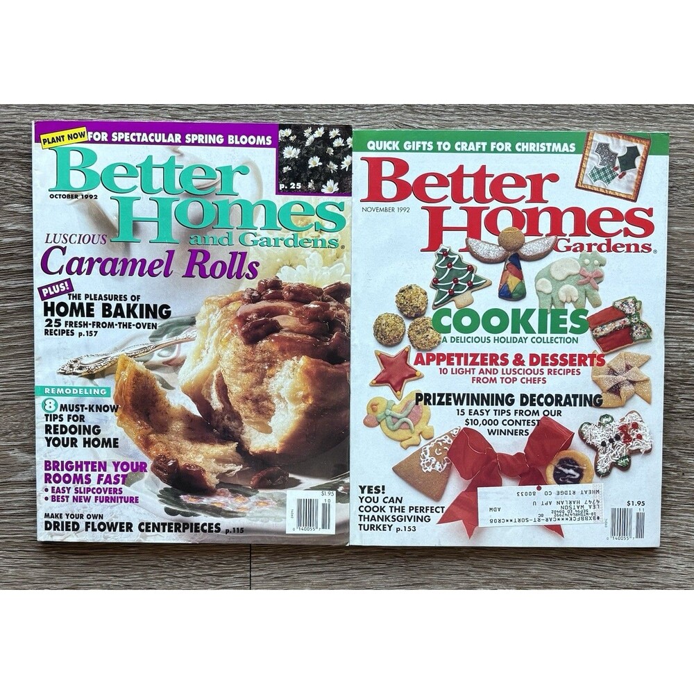 Better Homes & Gardens Magazine October & November 1992 Lot Of 2 Holiday Cookies